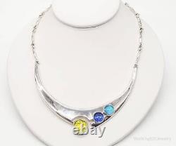 Designer Sheri Liebert Dichroic Glass Modernist Sterling Silver Necklace