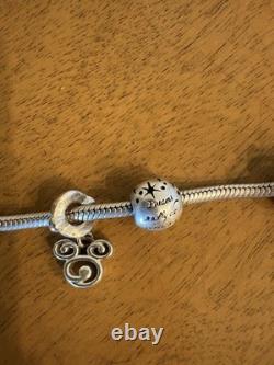 Disney Sterling Silver Bracelet with 13 Charms 925 Silver Murano Glass Chamilia
