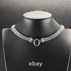 Dog Angel Blue Venetian Glass Intaglio 18K Gold Sterling Silver Necklace