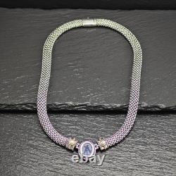 Dog Angel Blue Venetian Glass Intaglio 18K Gold Sterling Silver Necklace