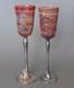 Domar Israel Hand Crafted Art Glass Sterling Silver Stem Wine Glasses