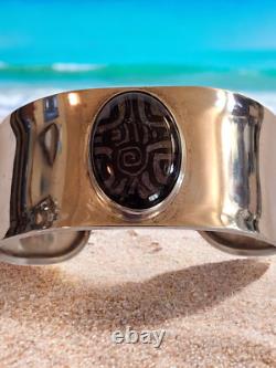 Dominque Dinouart Domingo DDD Art Glass Cuff 925 Sterling Silver Bracelet