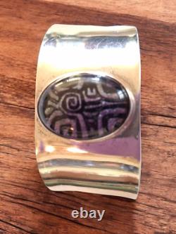 Dominque Dinouart Domingo DDD Art Glass Cuff 925 Sterling Silver Bracelet