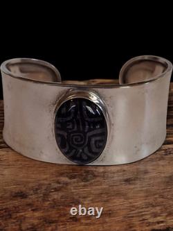 Dominque Dinouart Domingo DDD Art Glass Cuff 925 Sterling Silver Bracelet