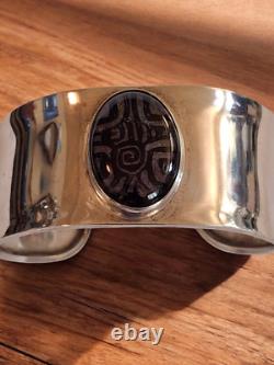 Dominque Dinouart Domingo DDD Art Glass Cuff 925 Sterling Silver Bracelet