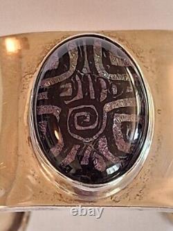 Dominque Dinouart Domingo DDD Art Glass Cuff 925 Sterling Silver Bracelet