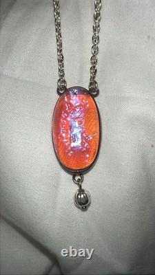 Dragons Breath Glass Jelly Opal Sterling Silver Necklace 925 Pendant 20 Chain