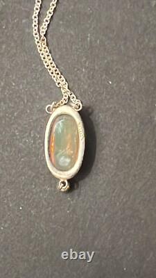 Dragons Breath Glass Jelly Opal Sterling Silver Necklace 925 Pendant 20 Chain