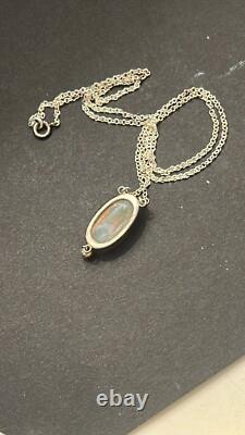 Dragons Breath Glass Jelly Opal Sterling Silver Necklace 925 Pendant 20 Chain
