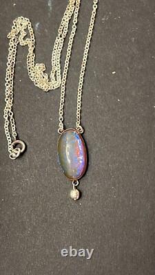 Dragons Breath Glass Jelly Opal Sterling Silver Necklace 925 Pendant 20 Chain