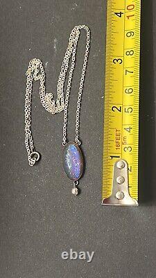 Dragons Breath Glass Jelly Opal Sterling Silver Necklace 925 Pendant 20 Chain