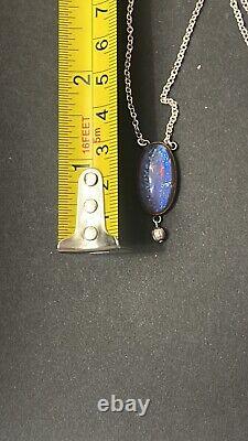 Dragons Breath Glass Jelly Opal Sterling Silver Necklace 925 Pendant 20 Chain