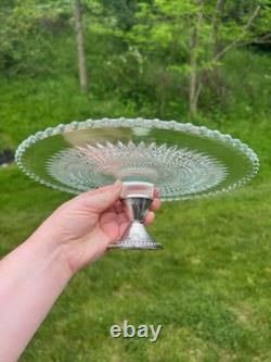 Duchin Sterling Silver Glass Cake & Pie Stand Riser Vintage Williamsburg Estate
