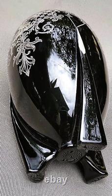 Duncan Miller 1930s Art Deco Black Glass & Sterling Silver Overlay Torpedo Vase