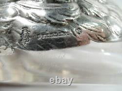 Durgin / Shreve Bowls Antique Swans Birds American Sterling Silver Glass