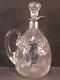 Early 1800's Sterling Silver Hand Blown Molded Glass Decanter Syrup Pitcher Lily