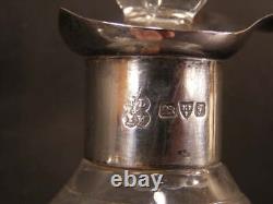 EARLY 1800's Sterling Silver HAND BLOWN MOLDED Glass Decanter Syrup Pitcher Lily