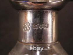 EARLY 1800's Sterling Silver HAND BLOWN MOLDED Glass Decanter Syrup Pitcher Lily