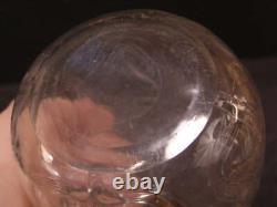 EARLY 1800's Sterling Silver HAND BLOWN MOLDED Glass Decanter Syrup Pitcher Lily