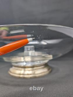ELEGANT! 13 Art Deco CENTERPIECE Floating Bowl STERLING Silver & Glass ANTIQUE
