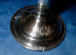 ELGIN Sterling Silver Clear Etched Glass Wine Glasses American Antique Set of 7