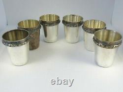ESTATE Set of 6 Sterling Silver Shot Glasses