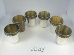 ESTATE Set of 6 Sterling Silver Shot Glasses