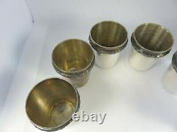 ESTATE Set of 6 Sterling Silver Shot Glasses