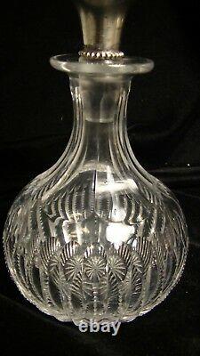 Early 20th Cent. Cut Glass Perfume Cologne Bottle with Sterling Silver Stopper