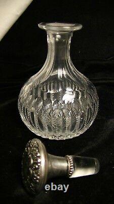 Early 20th Cent. Cut Glass Perfume Cologne Bottle with Sterling Silver Stopper
