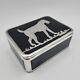 Ebony Black Glass (1916-1954) By Cambridge Lidded Box Sterling Silver Overlay