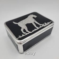 Ebony Black Glass (1916-1954) by CAMBRIDGE Lidded Box Sterling Silver Overlay