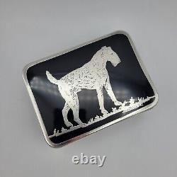 Ebony Black Glass (1916-1954) by CAMBRIDGE Lidded Box Sterling Silver Overlay