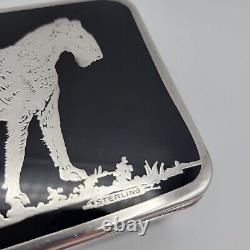 Ebony Black Glass (1916-1954) by CAMBRIDGE Lidded Box Sterling Silver Overlay
