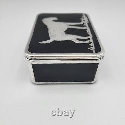 Ebony Black Glass (1916-1954) by CAMBRIDGE Lidded Box Sterling Silver Overlay