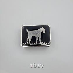 Ebony Black Glass (1916-1954) by CAMBRIDGE Lidded Box Sterling Silver Overlay