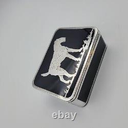 Ebony Black Glass (1916-1954) by CAMBRIDGE Lidded Box Sterling Silver Overlay