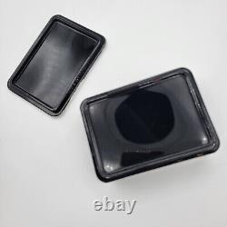 Ebony Black Glass (1916-1954) by CAMBRIDGE Lidded Box Sterling Silver Overlay