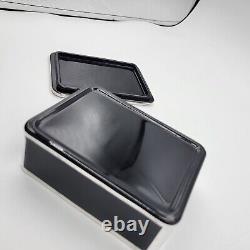 Ebony Black Glass (1916-1954) by CAMBRIDGE Lidded Box Sterling Silver Overlay