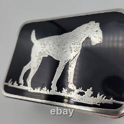 Ebony Black Glass (1916-1954) by CAMBRIDGE Lidded Box Sterling Silver Overlay