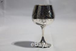 Elegant Handcrafted 925 Sterling Silver Engraved Wine Glass