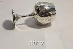 Elegant Handcrafted 925 Sterling Silver Engraved Wine Glass
