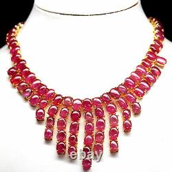 Elegant Natural Handmade Red Ruby Cabs Necklace 20 925 Sterling Silver