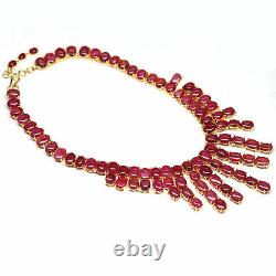 Elegant Natural Handmade Red Ruby Cabs Necklace 20 925 Sterling Silver