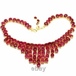 Elegant Natural Handmade Red Ruby Cabs Necklace 20 925 Sterling Silver