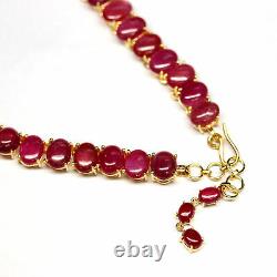 Elegant Natural Handmade Red Ruby Cabs Necklace 20 925 Sterling Silver