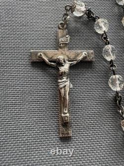 Elegant Vintage Creed Sterling Silver Rosary Clear Faceted Glass Beads Catholic Elegant Vintage Creed Sterling Silver Rosary Clear Faceted Glass Beads Catholic