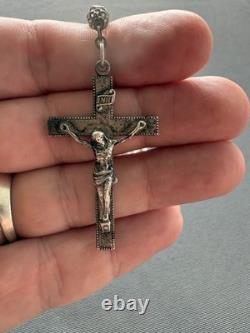 Elegant Vintage Creed Sterling Silver Rosary Clear Faceted Glass Beads Catholic