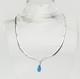 Elegant Modern Sterling Silver Links And Blue Glass Drop Necklace