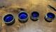 Ellmore Sterling Silver Cobalt Glass Salt Cellars